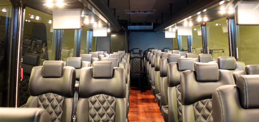 Interior of 56 passenger coach bus